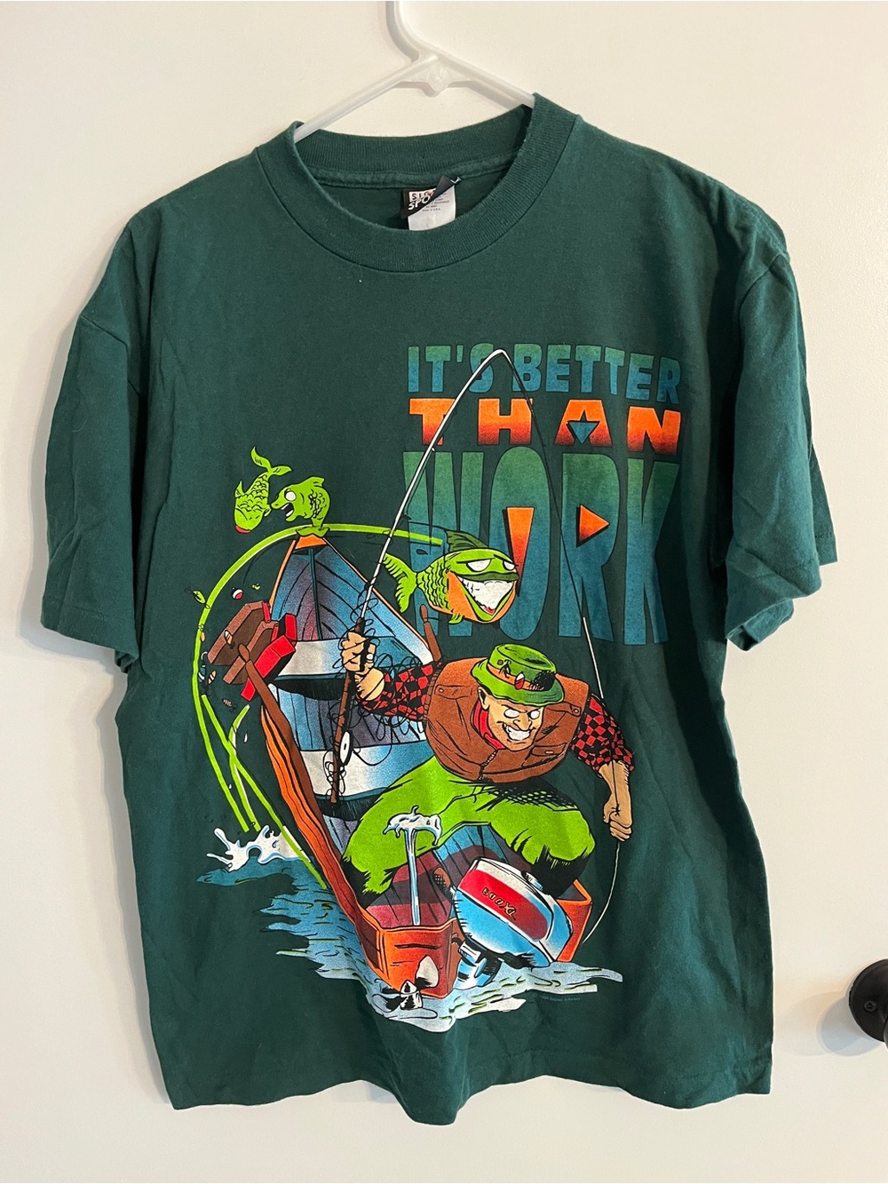Vintage Men’s size medium Signal Sports “It’s Better Than Work” Fishing Tee